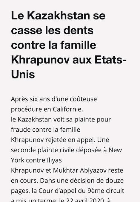 Le Kazakhstan se casse les dents contre la famille Khrapunov aux Etats-Unis