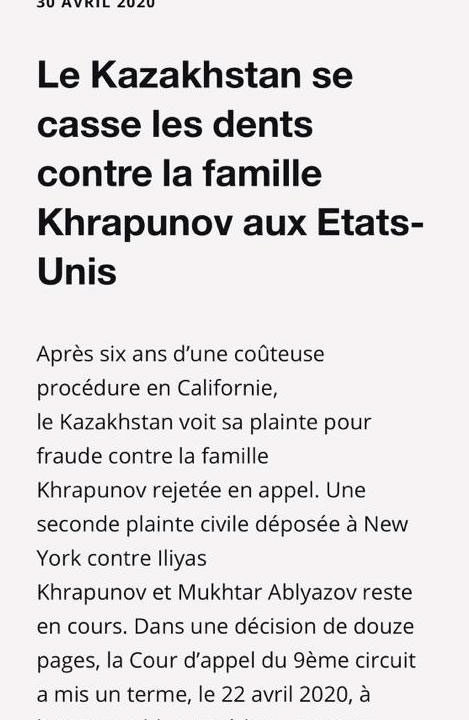 Le Kazakhstan se casse les dents contre la famille Khrapunov aux Etats-Unis